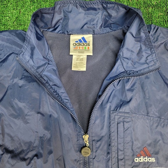 Vintage Men's Adidas Navy Zip Up Windbreaker Jacket Size XL - Picture 4 of 8